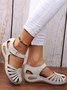 JFN Vintage Floral Cutout Velcro Casual Sandals