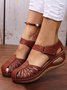 JFN Vintage Floral Cutout Velcro Casual Sandals