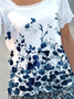 Casual Square Neck Regular Fit Floral Short Sleeve T-Shirt