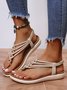 JFN Beaded Thin Strap Bohemian Thong Sandals
