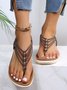 JFN Beaded Thin Strap Bohemian Thong Sandals