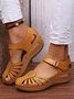 JFN Vintage Floral Cutout Velcro Casual Sandals