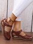 JFN Vintage Floral Cutout Velcro Casual Sandals
