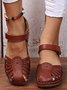 JFN Vintage Floral Cutout Velcro Casual Sandals