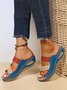 JFN Cutout Contrast Vintage Casual Wedge Slippers