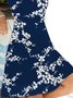 Floral V Neck Short Sleeve Knit Dress