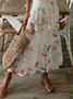 Women Floral Short Sleeve Summer Dress V Neck Daily Casual Maxi H-Line Dress