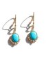 JFN Boho Natural Blue Turquoise Micro Set Zircon Earrings