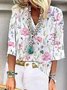 JFN V Neck Holiday Flower Floral Loose Vacation Casual Top T-shirt/Tee