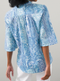 JFN V Neck Tribal Vacation 3/4 Sleeve Boho Blouse
