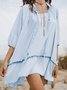 Solid Casual Short Sleeve Woven Dress