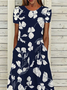 JFN Round Neck Floral Casual Midi Dress