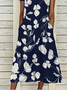 JFN Round Neck Floral Casual Midi Dress