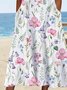 JFN Notched Neck Floral Casual Midi Prom Dresses