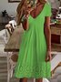 JFN V Neck Plain Summer Casual Mini Prom Dress