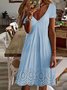 JFN V Neck Plain Summer Casual Mini Prom Dress