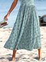 Floral Print Elegant Vacation Beach Sleeveless Midi Dress