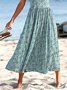 Ditsy Floral Print Elegant Vacation Beach Sleeveless Midi Dress