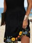 JFN Square neck Floral Elegant Casual Mini Prom Dress