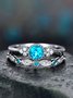 JFN Vintage Casual Purple Gemstone Layered Rings