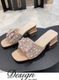 Pearl Rhinestone Bow Chunky Heel Sandals