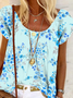 Casual Crew Neck Vacation Floral Short Sleeve Tops