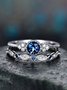 JFN Vintage Casual Purple Gemstone Layered Rings