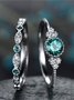 JFN Vintage Casual Purple Gemstone Layered Rings