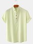 Casual Cotton Blends Short Sleeve Shirt