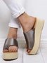 JFN Solid Color Casual Platform Thong Slippers