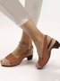 JFN Retro Solid Simple Open Toe Chunky Heel Sandals