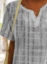 JFN V Neck Pocket Loosen Casual Striped Short Sleeve Tops T-shirt/Tee