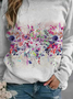 Crew Neck Casual Floral Sweatershirt