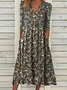 Women's Short Sleeve Summer Floral Dress V Neck Daily Going Out Casual Midi H-Line