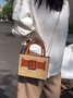 JFN Portable Weave Small Square Bag Shoulder Crossbody Bag Beach Bag