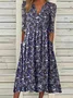 Women's Short Sleeve Summer Floral Dress V Neck Daily Going Out Casual Midi H-Line