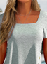 JFN Basic Square Neck Basics Plain Short Sleeve Tunic T-Shirt/Tee
