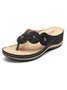 JFN Vintage Floral Casual Wedge Flip-Flops