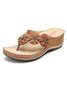 JFN Vintage Floral Casual Wedge Flip-Flops