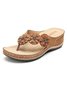 Vintage Floral Casual Wedge Flip-Flops