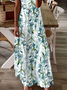 JFN V Neck Floral Vacation Beach Maxi Prom Dress