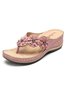 JFN Vintage Floral Casual Wedge Flip-Flops