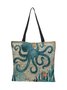 JFN 3D Turtle Digital Printing Waterproof Cotton Linen Shoulder Bag Shopping Bag
