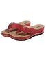 JFN Vintage Floral Casual Wedge Flip-Flops