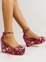 JFN Sweet Multicolored Floral Casual Wedge Sandals