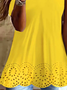JFN Basic Short-sleeved Top With Round Neck Hem And Flower Design T-shirt/Tee