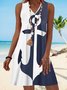 Holiday Ocean Anchor Navy contrast a-hem short Dress