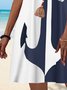 Holiday ocean anchor Navy contrast a-hem short Dress Plus Size