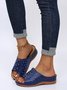 JFN Beaded Hollow Electric Embroidered Casual Wedge Sandals