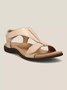 JFN Women Retro Solid Color Casual Simple Velcro Strappy Sandals